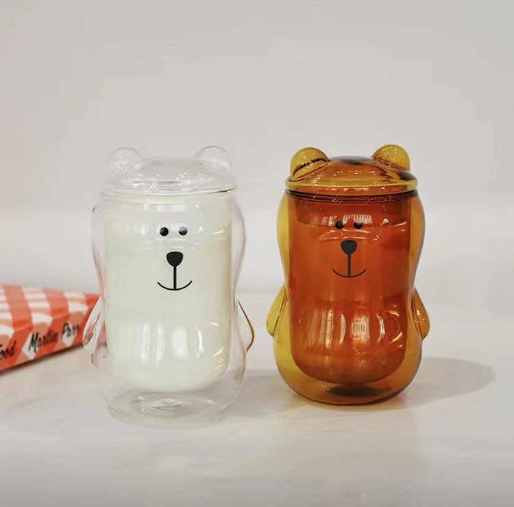 Cartoon  Bear Double Walled  Glass  Cup